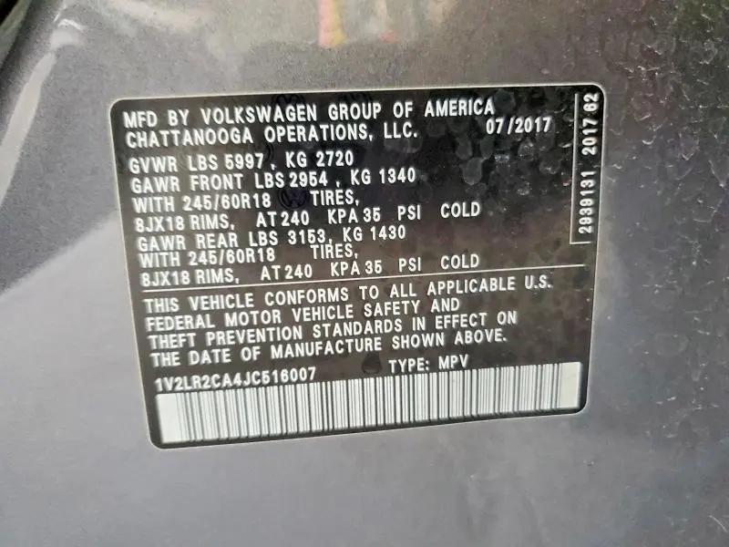 2018 VOLKSWAGEN ATLAS SE  