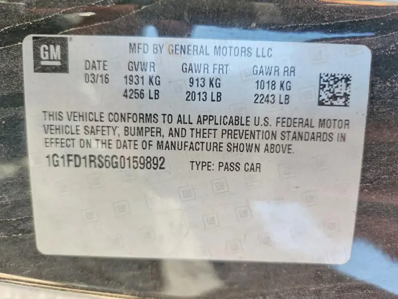 2016 CHEVROLET CAMARO LT  
