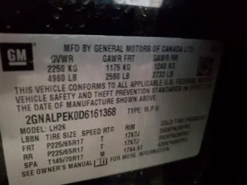 2013 CHEVROLET EQUINOX LT  