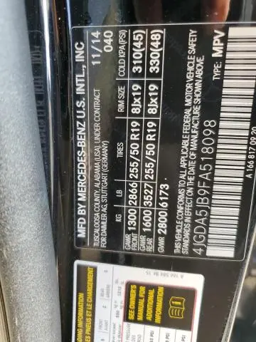 2015 MERCEDES-BENZ ML 350  