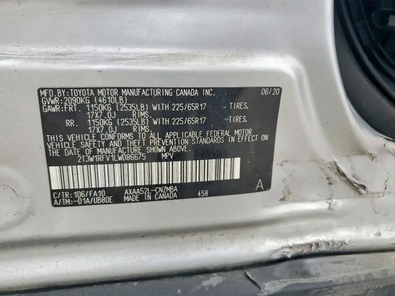 2020 TOYOTA RAV4 XLE  