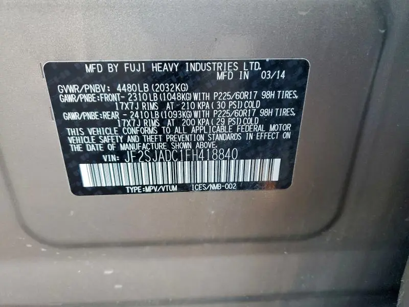 2015 SUBARU FORESTER 2.5I PREMIUM  