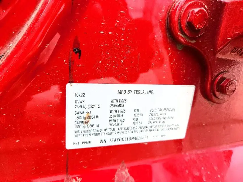 2022 TESLA MODEL Y   