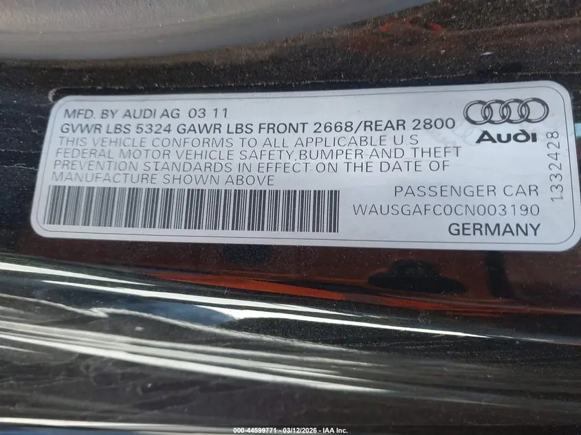 2012 AUDI A7 PREMIUM