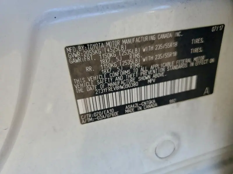 2017 TOYOTA RAV4 LIMITED  