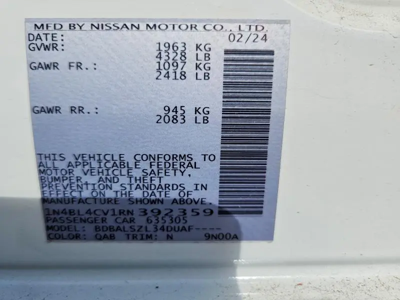 2024 NISSAN ALTIMA SR  