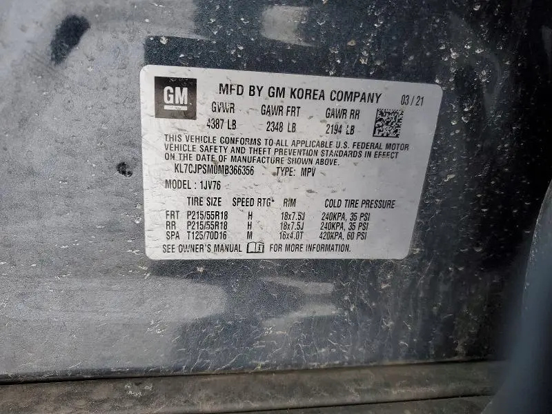 2021 CHEVROLET TRAX 1LT  