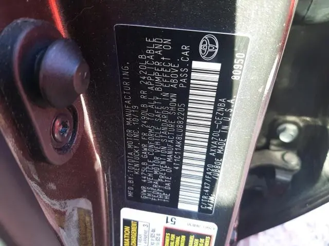 2020 TOYOTA CAMRY LE