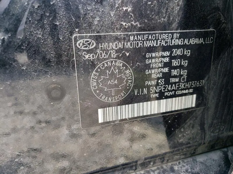 2019 HYUNDAI SONATA SE  