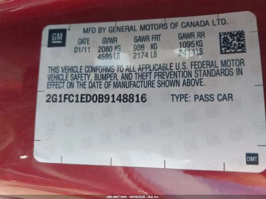 2011 CHEVROLET CAMARO 2LT
