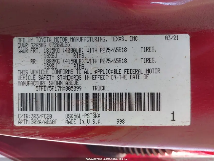 2021 TOYOTA TUNDRA SR5