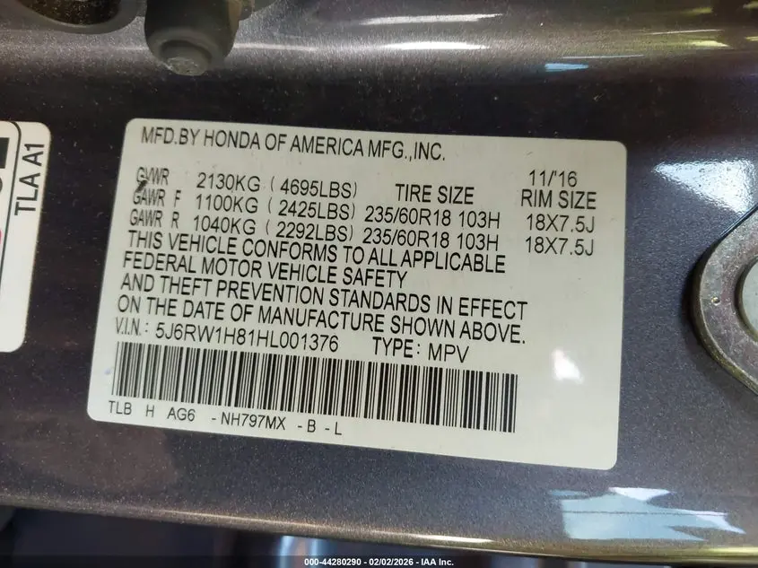 2017 HONDA CR-V EX-L/EX-L NAVI