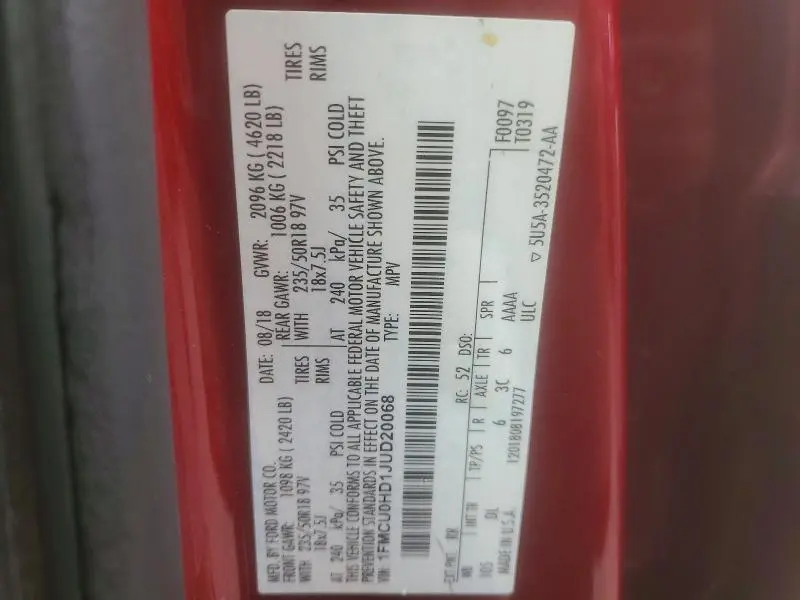 2018 FORD ESCAPE SEL  