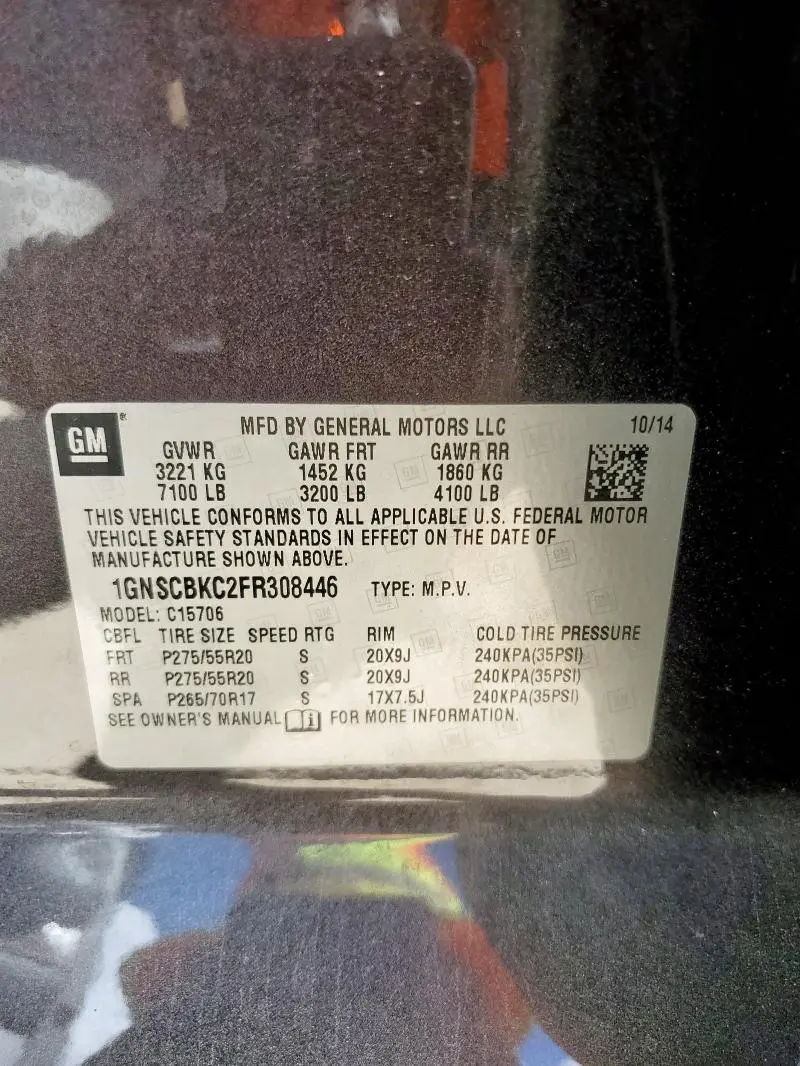 2015 CHEVROLET TAHOE C1500 LT  