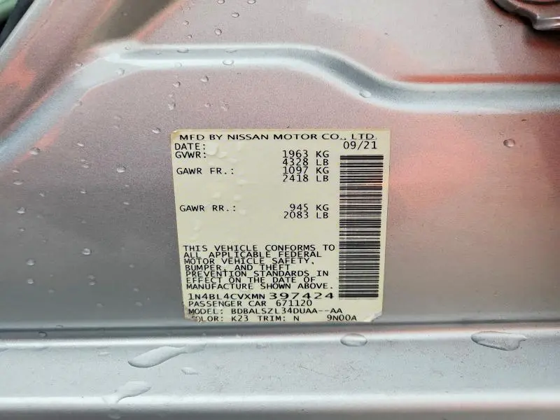 2021 NISSAN ALTIMA SR  