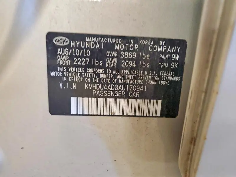 2010 HYUNDAI ELANTRA GLS  