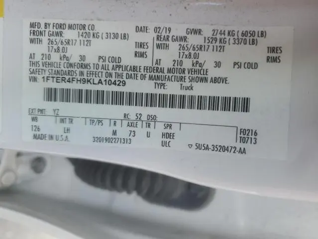 2019 FORD RANGER XL  