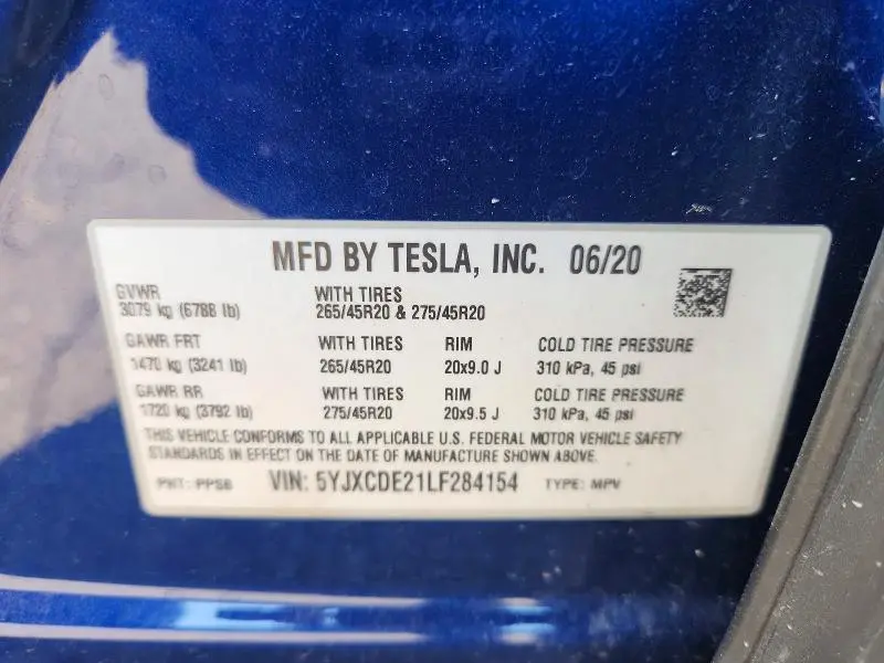 2020 TESLA MODEL X   