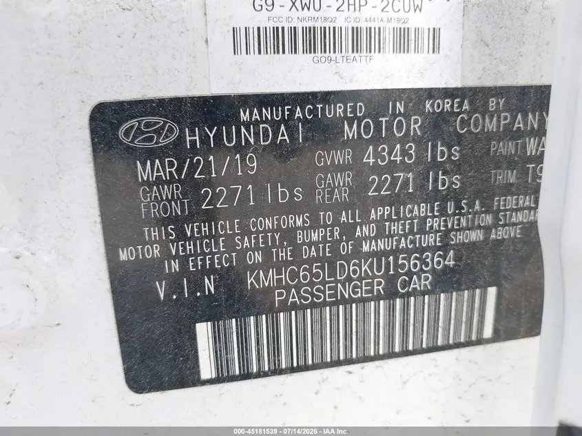 2019 HYUNDAI IONIQ PLUG-IN HYBRID  