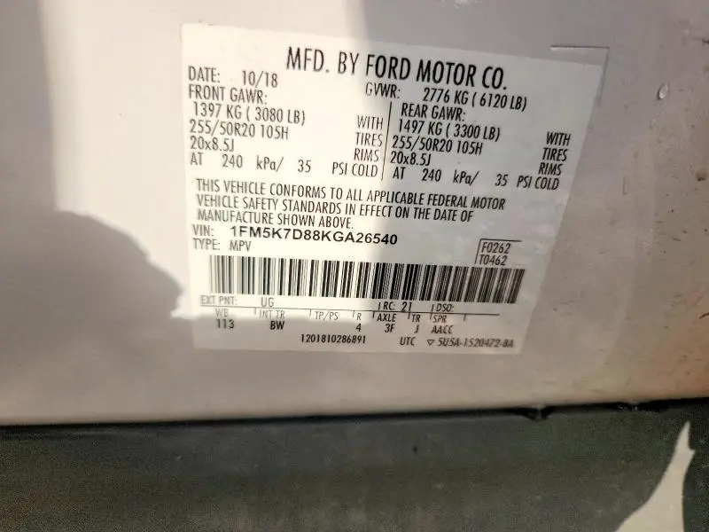 2019 FORD EXPLORER XLT FWD