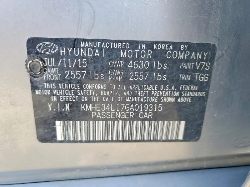 2016 HYUNDAI SONATA HYBRID  