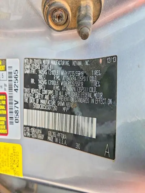 2014 TOYOTA SIENNA XLE  