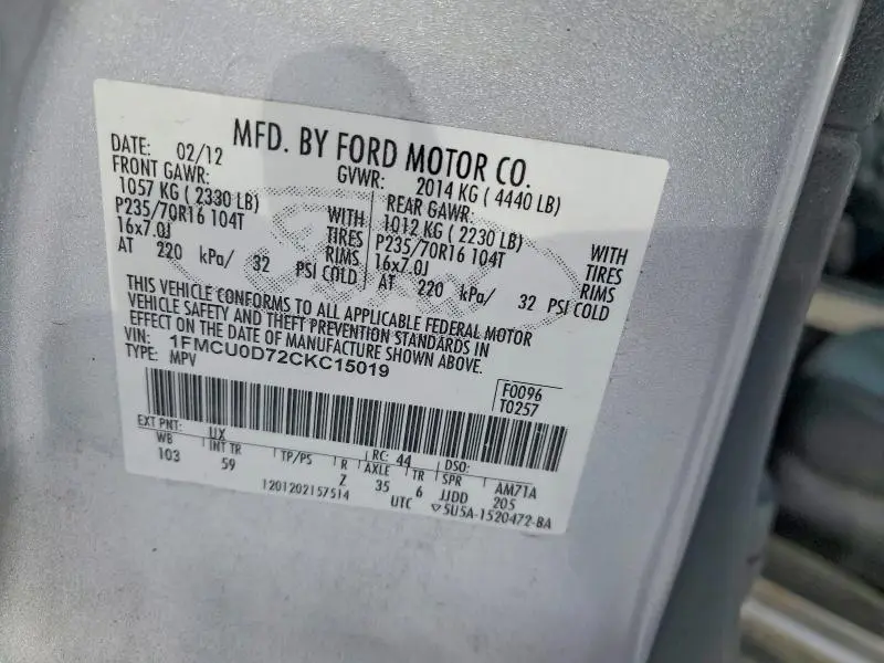 2012 FORD ESCAPE XLT  