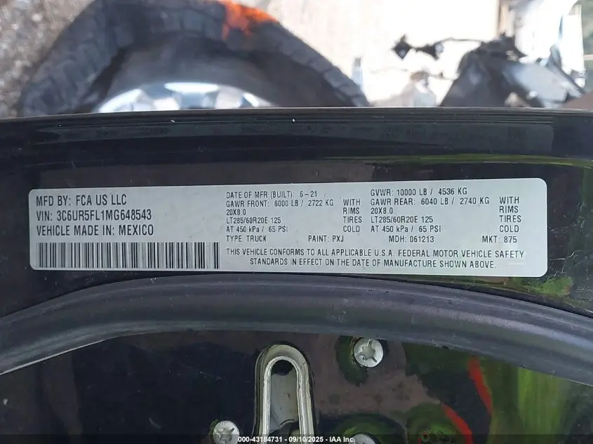 2021 RAM 2500 LARAMIE  4X4 6'4 BOX