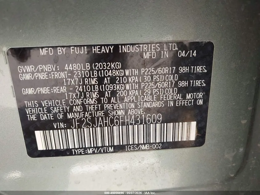 2015 SUBARU FORESTER 2.5I LIMITED