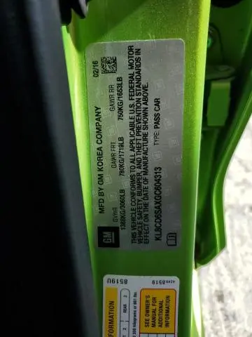 2016 CHEVROLET SPARK 1LT  