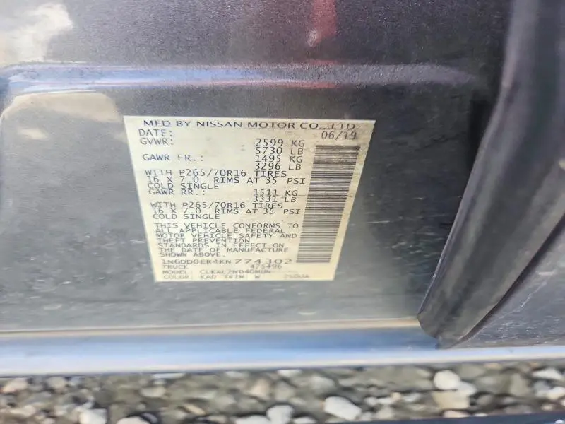 2019 NISSAN FRONTIER SV  