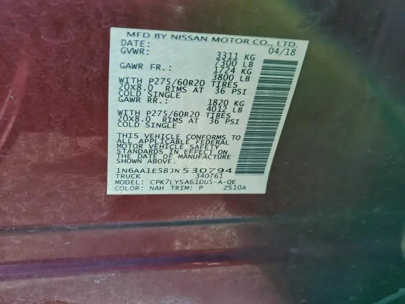 2018 NISSAN TITAN SV  