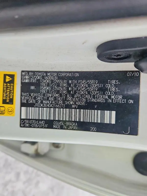 2010 TOYOTA HIGHLANDER LIMITED  