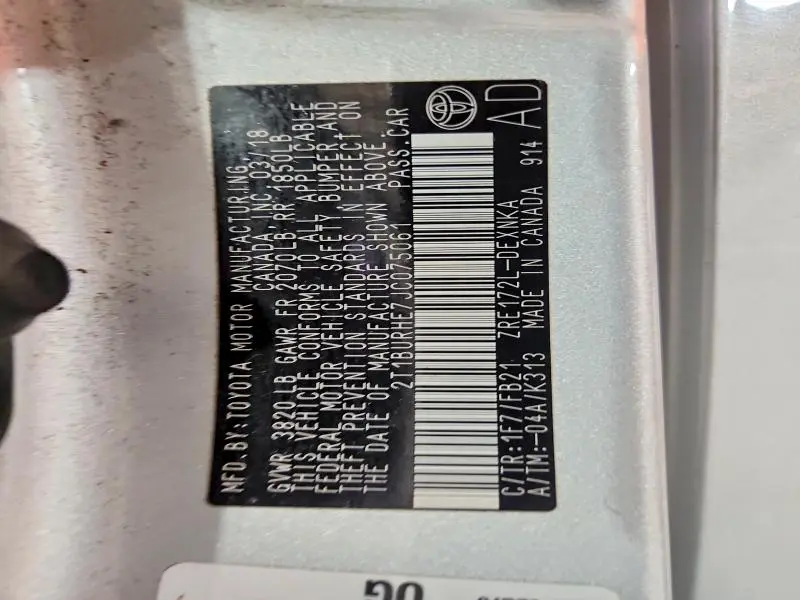 2018 TOYOTA COROLLA LE  