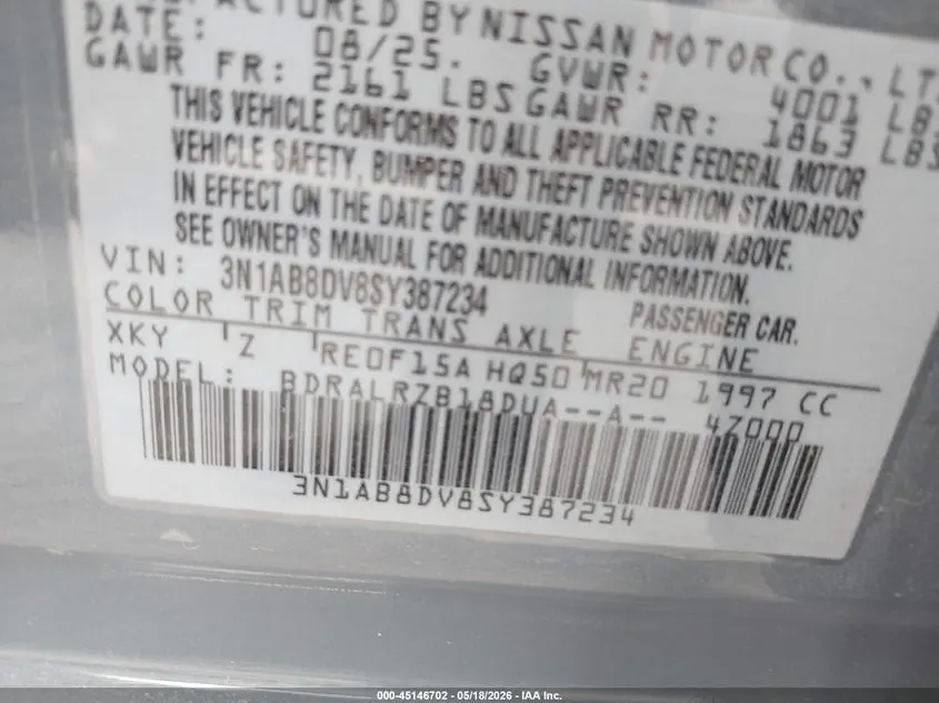2025 NISSAN SENTRA SR