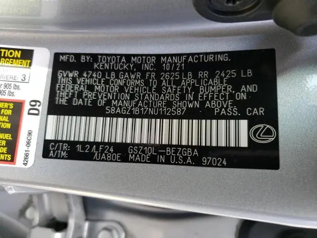 2022 LEXUS ES 350 BASE  