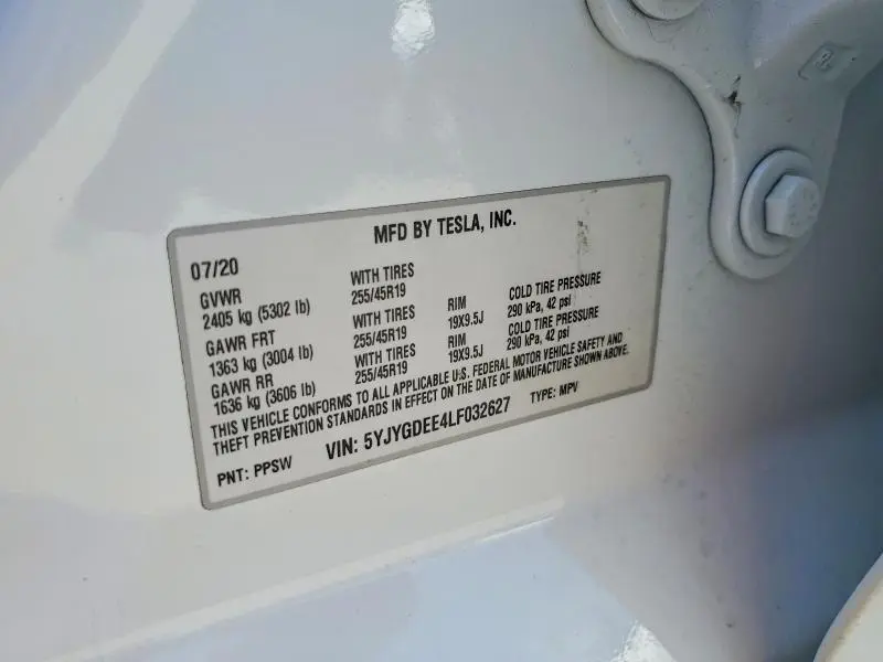 2020 TESLA MODEL Y   