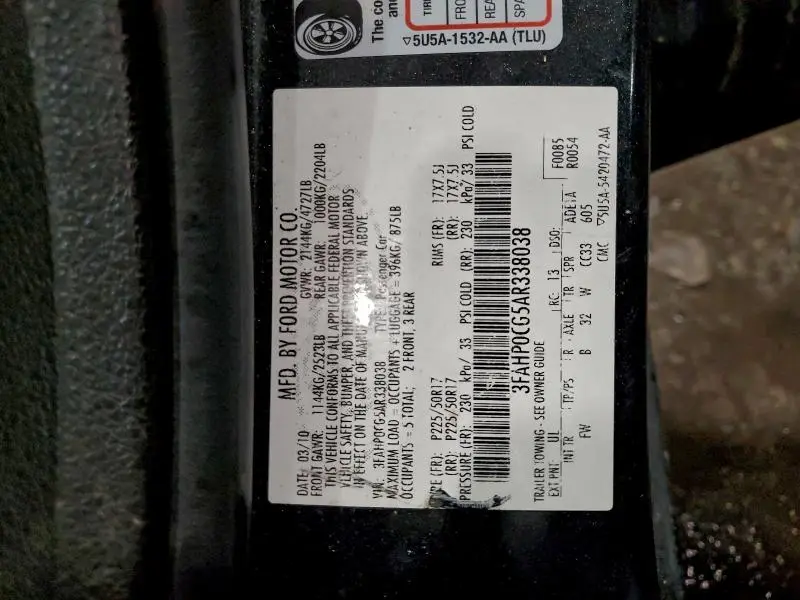 2010 FORD FUSION SEL  