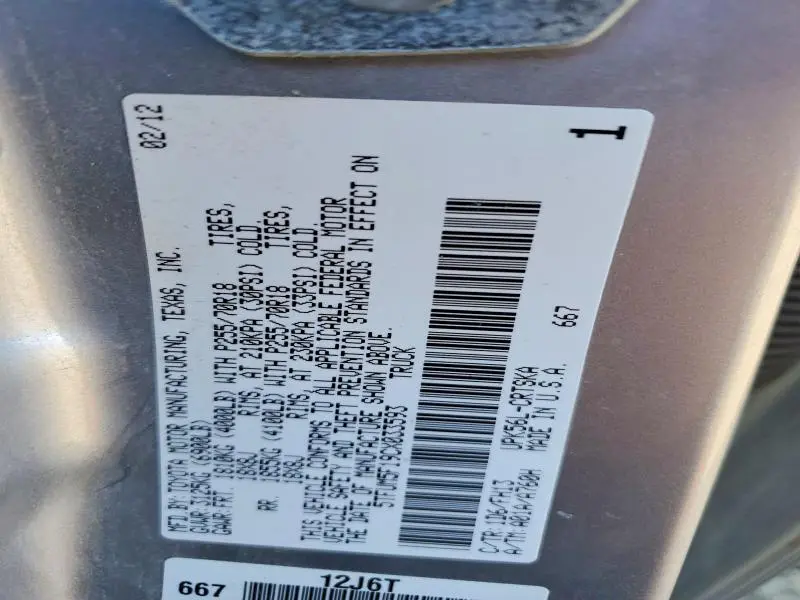 2012 TOYOTA TUNDRA DOUBLE CAB SR5  