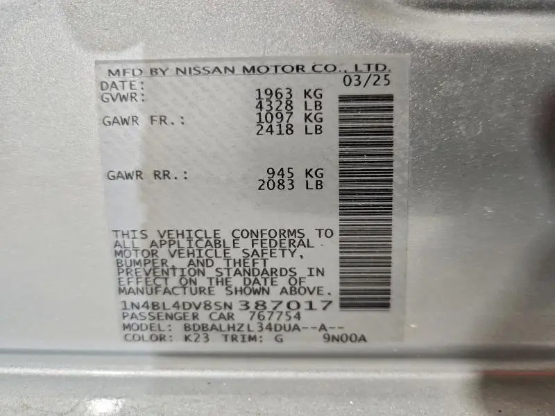 2025 NISSAN ALTIMA SV  