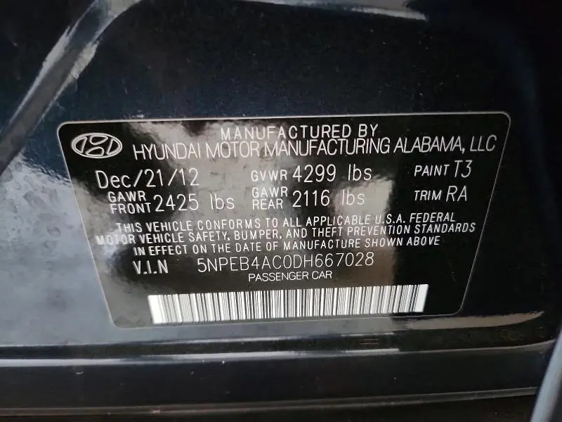 2013 HYUNDAI SONATA GLS  