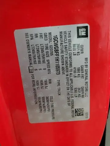 2017 CHEVROLET EXPRESS G2500   