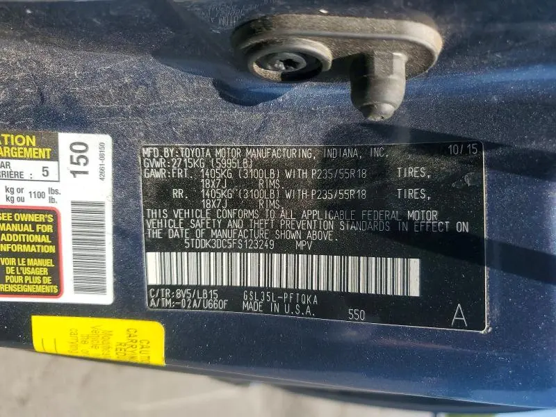 2015 TOYOTA SIENNA LIMITED PREMIUM 7-PASSENGER  