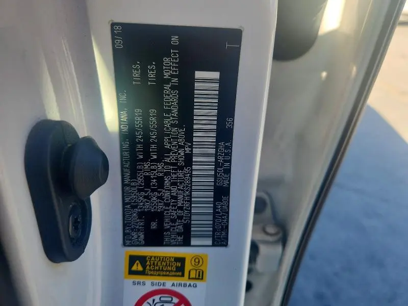 2019 TOYOTA HIGHLANDER LIMITED  