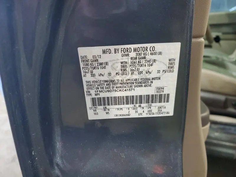 2012 FORD ESCAPE XLT  