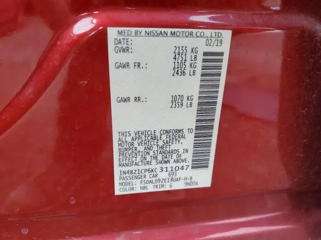 2019 NISSAN LEAF S PLUS  