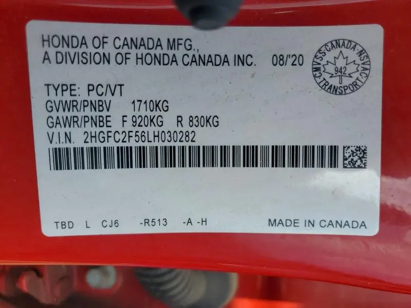 2020 HONDA CIVIC LX  