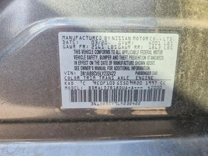 2020 NISSAN SENTRA SV  