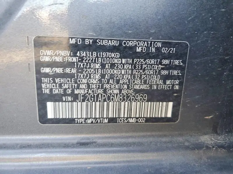 2021 SUBARU CROSSTREK PREMIUM  