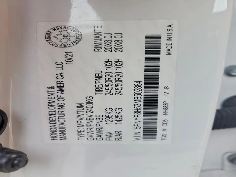 2021 HONDA PASSPORT EXL  